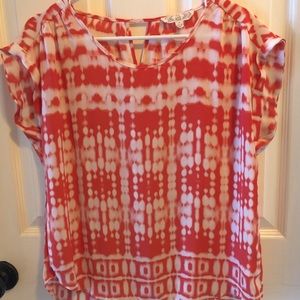 Pink Rose Coral & White top